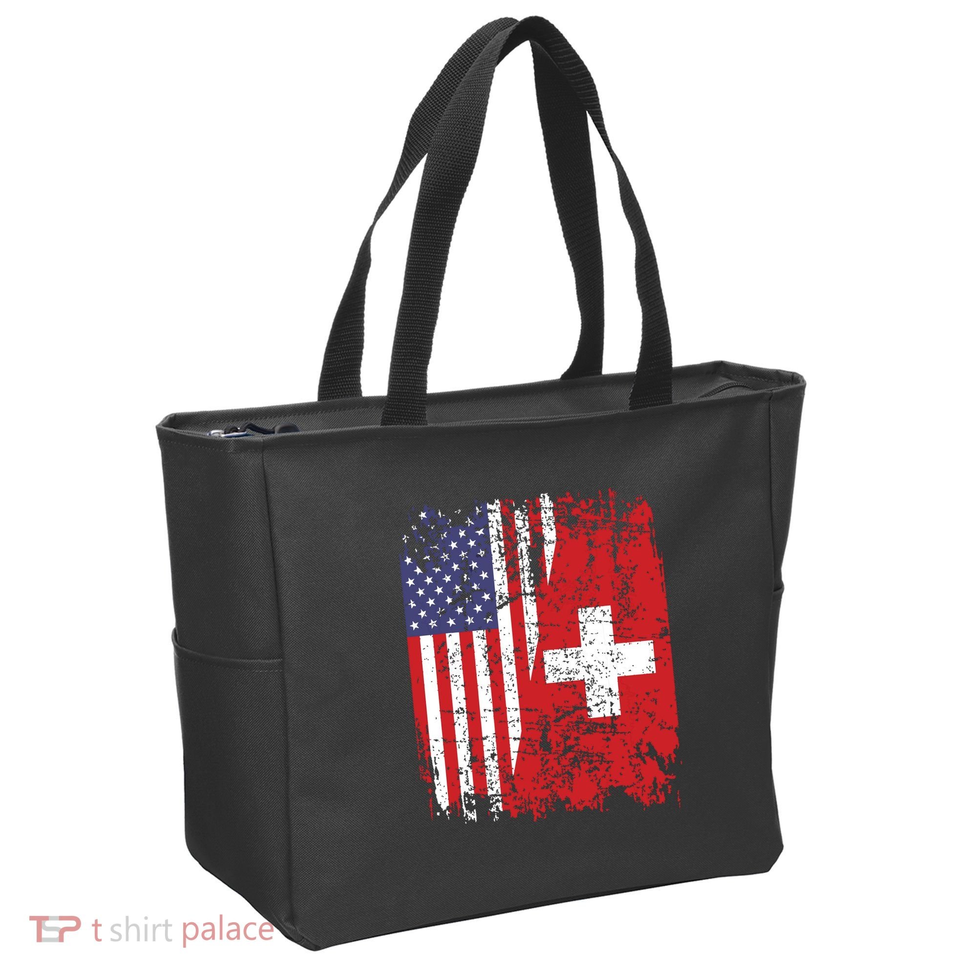 Swiss Roots Half American Flag Switzerland Tote Bag