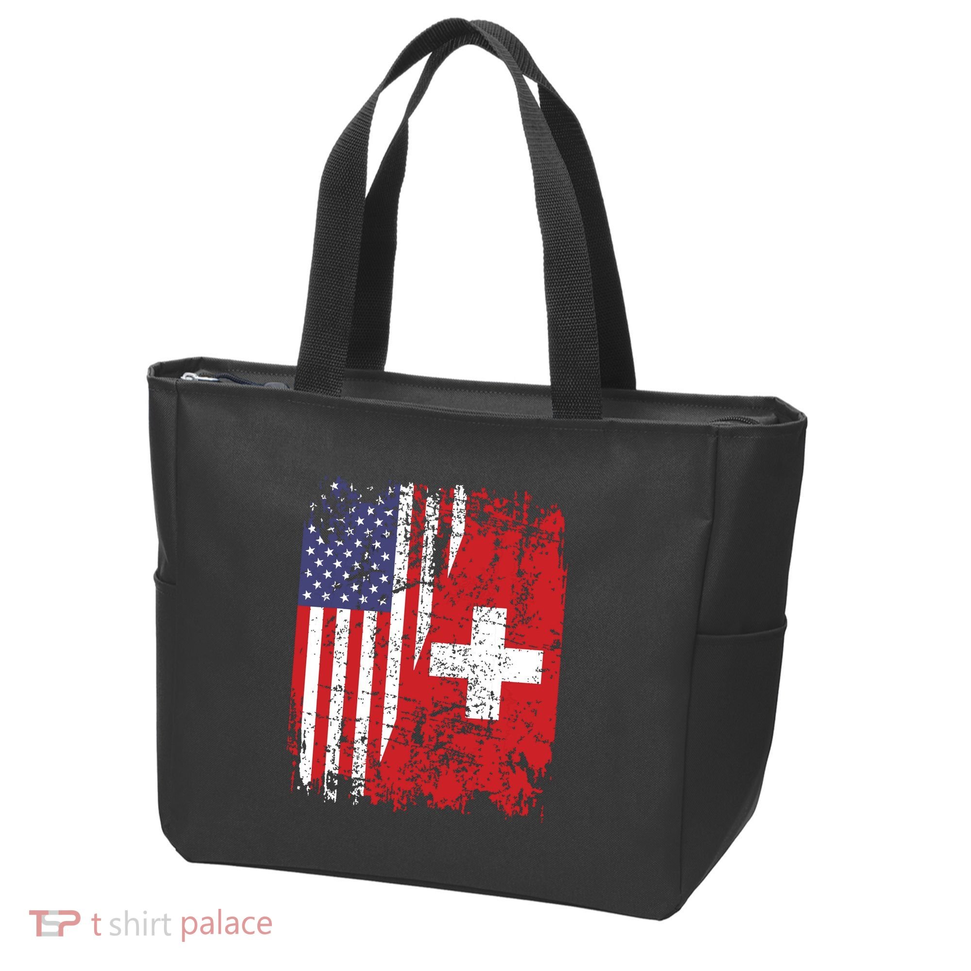 Swiss Roots Half American Flag Switzerland Tote Bag
