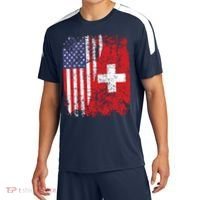 Swiss Roots Half American Flag Switzerland Sport-Tek Competitor United Soccer Jersey thumb 0