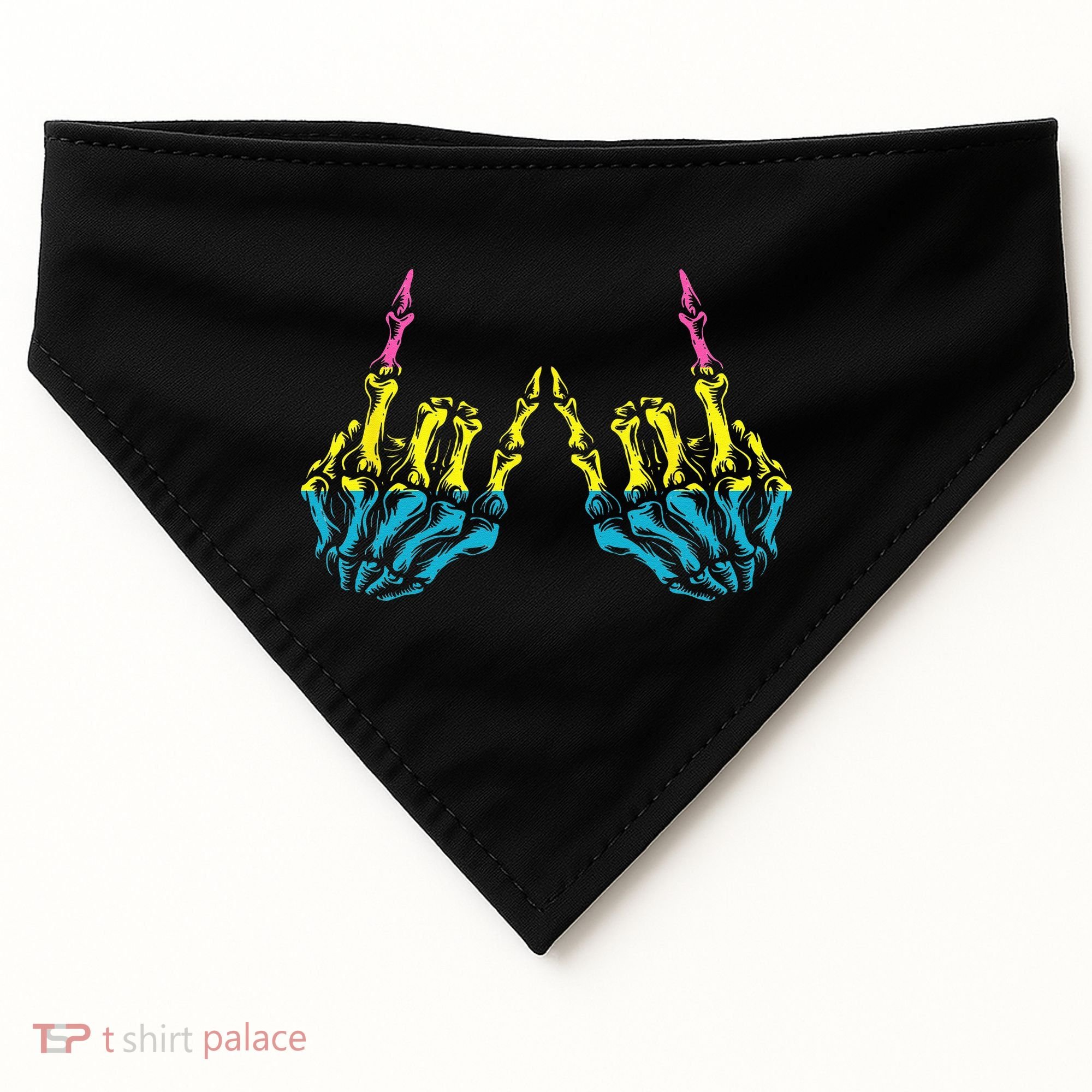 Skeleton Rock Hand LGBT Q Cool Pansexual Pride Pan Flag USA-Made Doggie Bandana