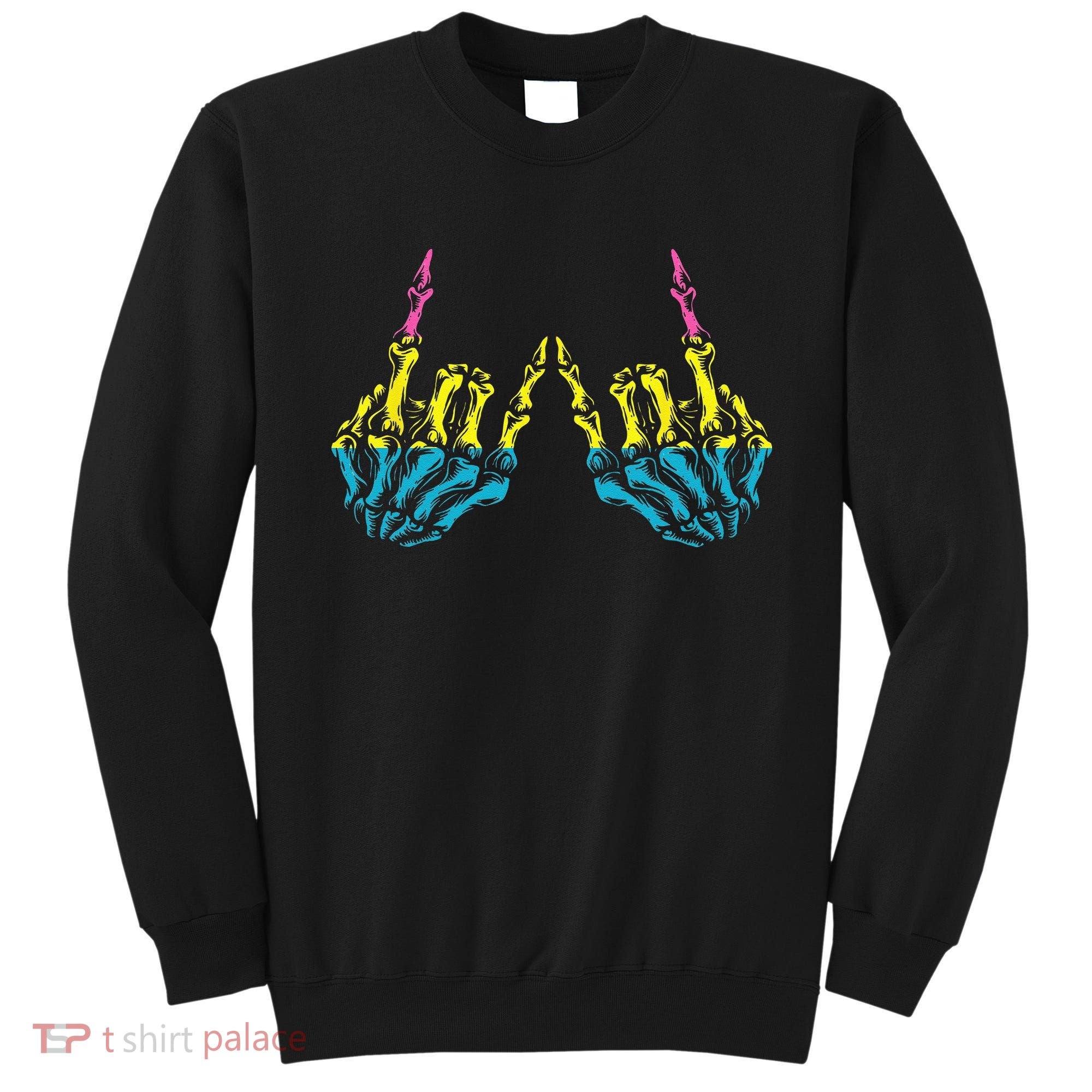 Skeleton Rock Hand LGBT Q Cool Pansexual Pride Pan Flag Sweatshirt