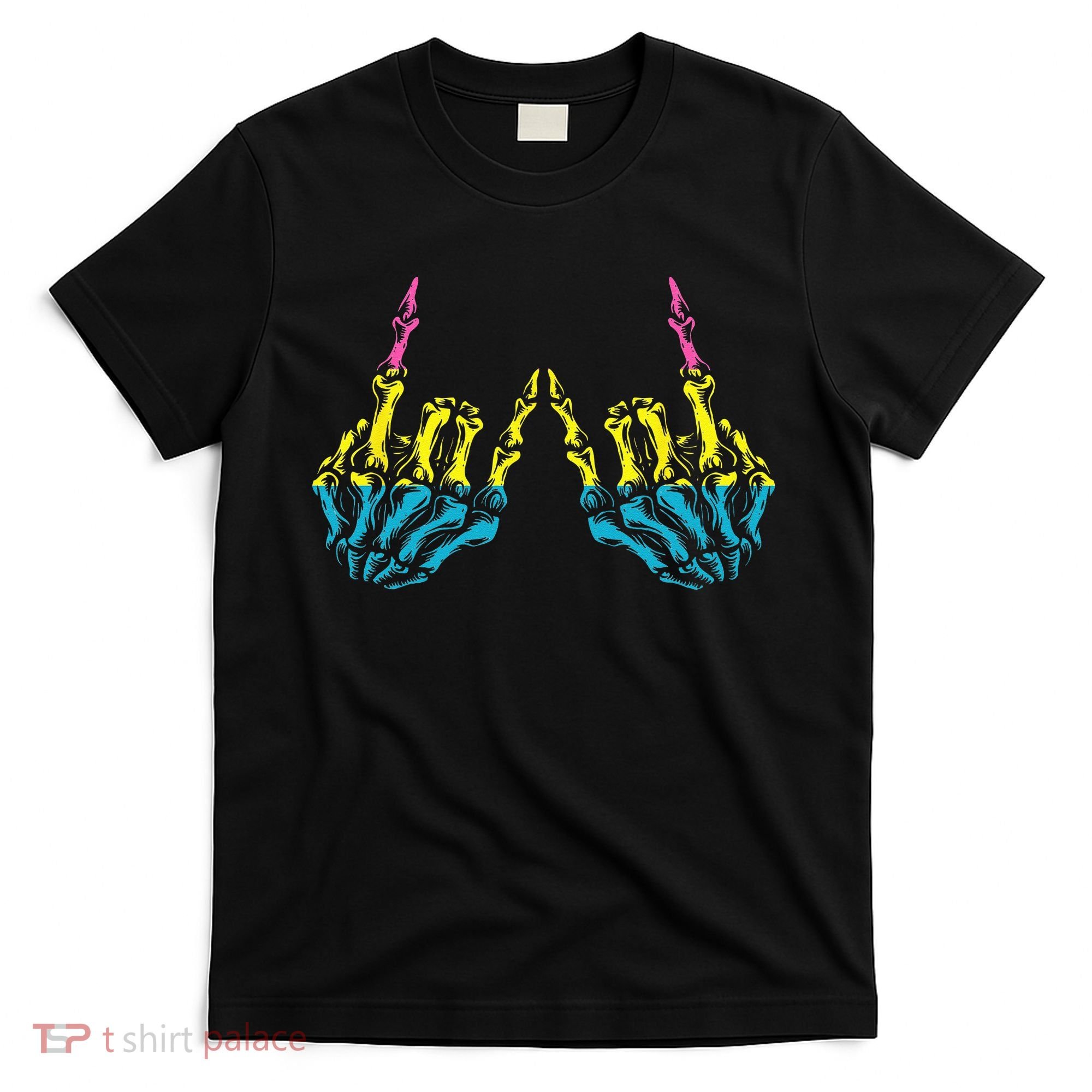 Skeleton Rock Hand LGBT Q Cool Pansexual Pride Pan Flag T-Shirt