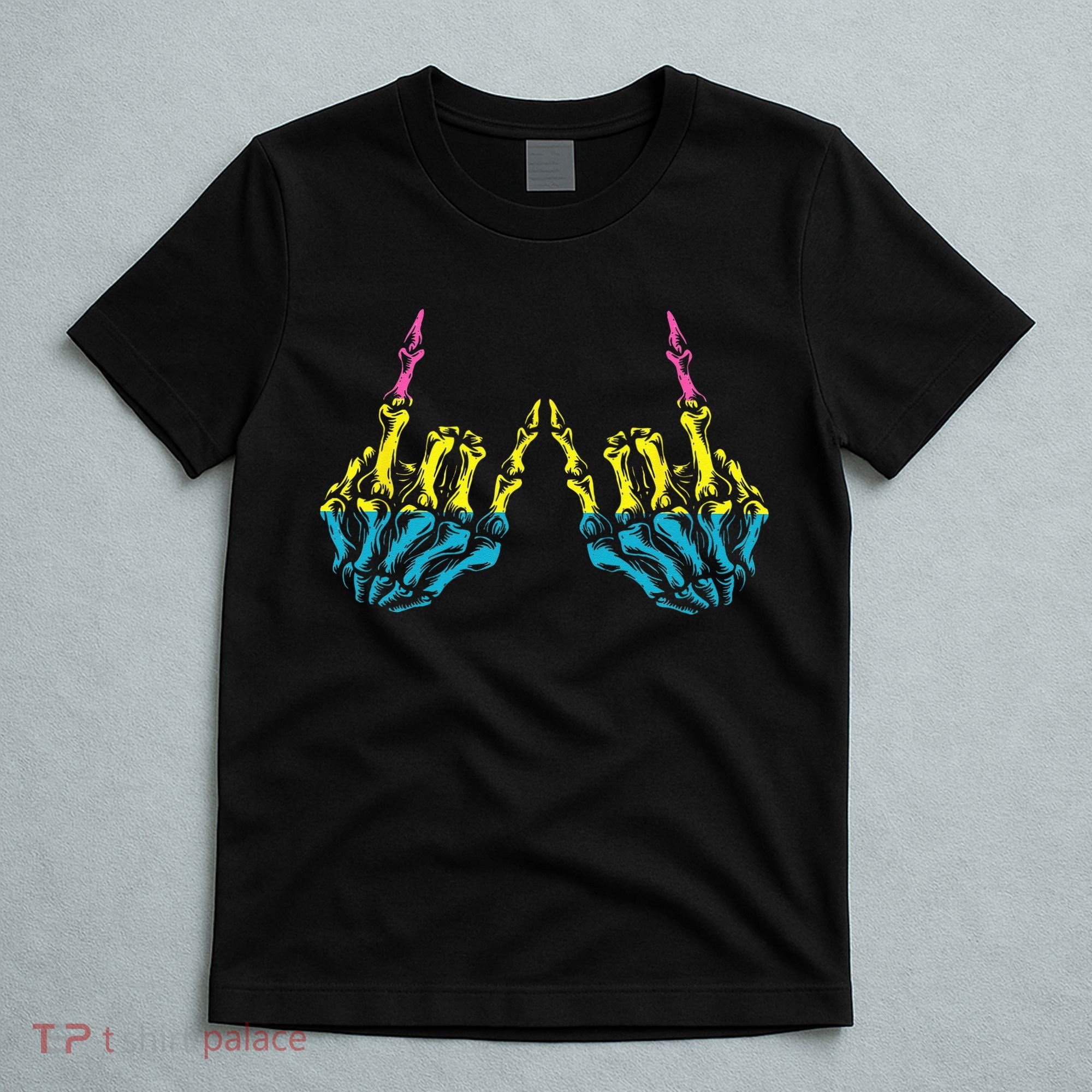 Skeleton Rock Hand LGBT Q Cool Pansexual Pride Pan Flag T-Shirt