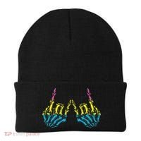 Skeleton Rock Hand LGBT Q Cool Pansexual Pride Pan Flag Beanie thumb 0