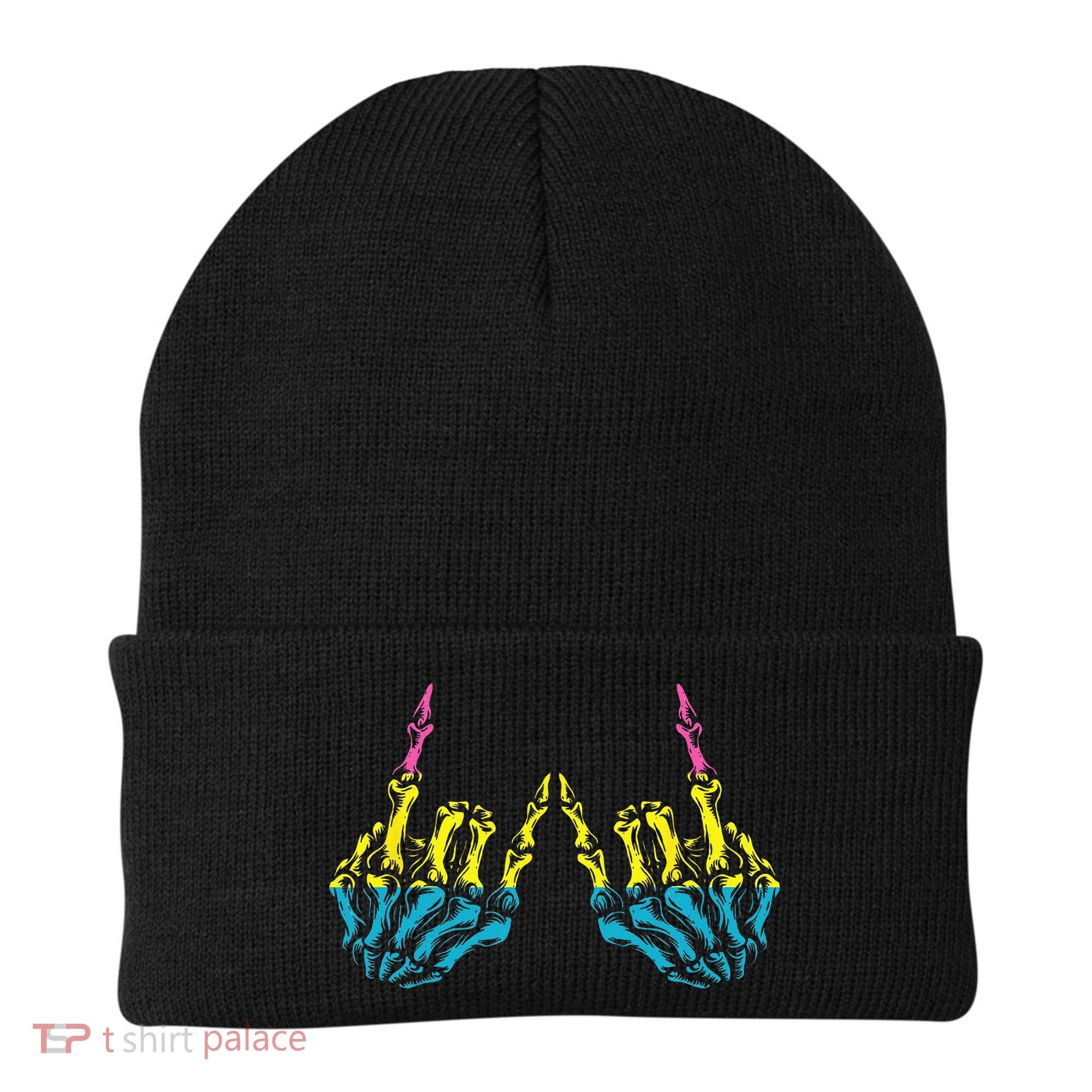 Skeleton Rock Hand LGBT Q Cool Pansexual Pride Pan Flag Beanie