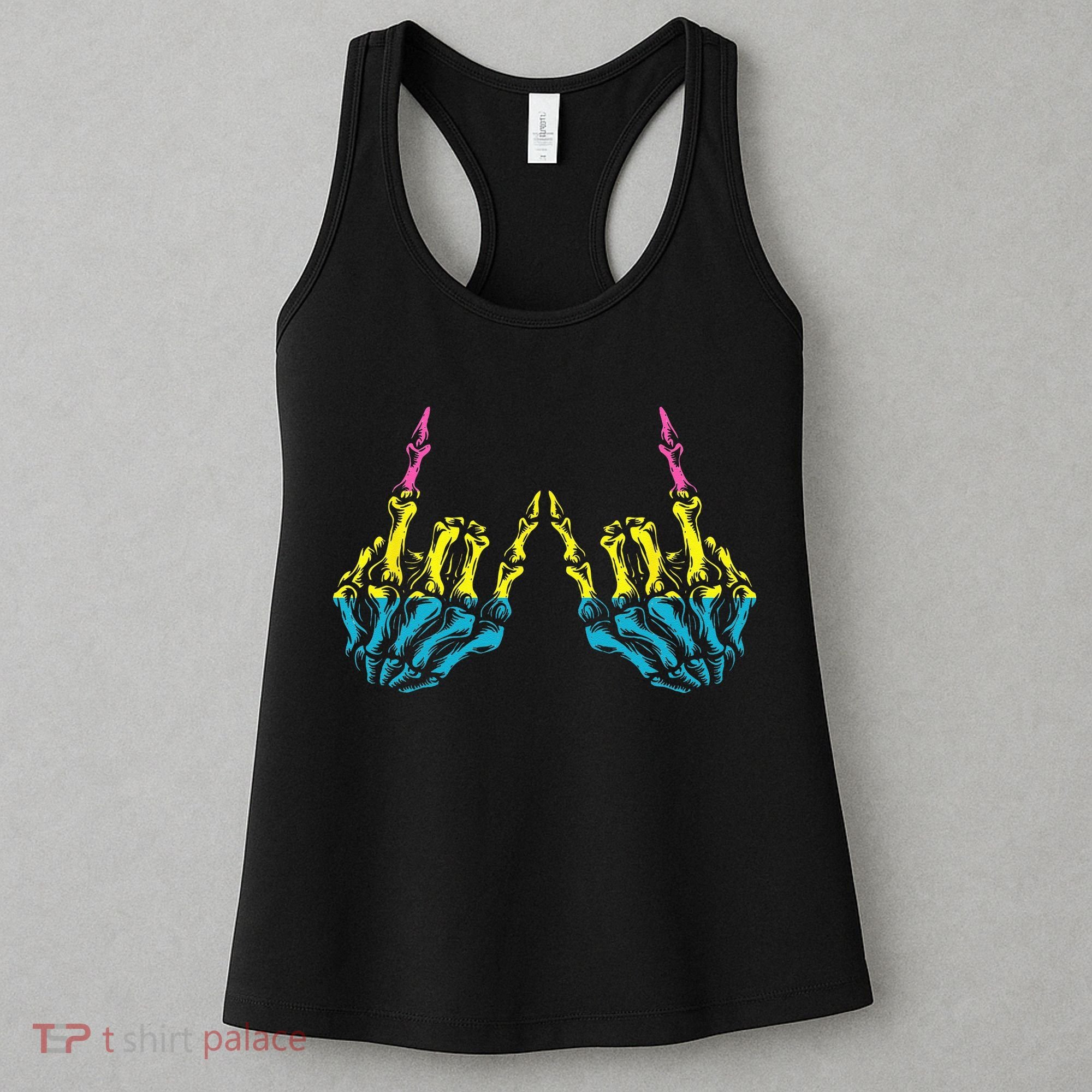 Skeleton Rock Hand LGBT Q Cool Pansexual Pride Pan Flag Women's Tank Top