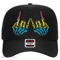 Skeleton Rock Hand LGBT Q Cool Pansexual Pride Pan Flag Hat thumb 0