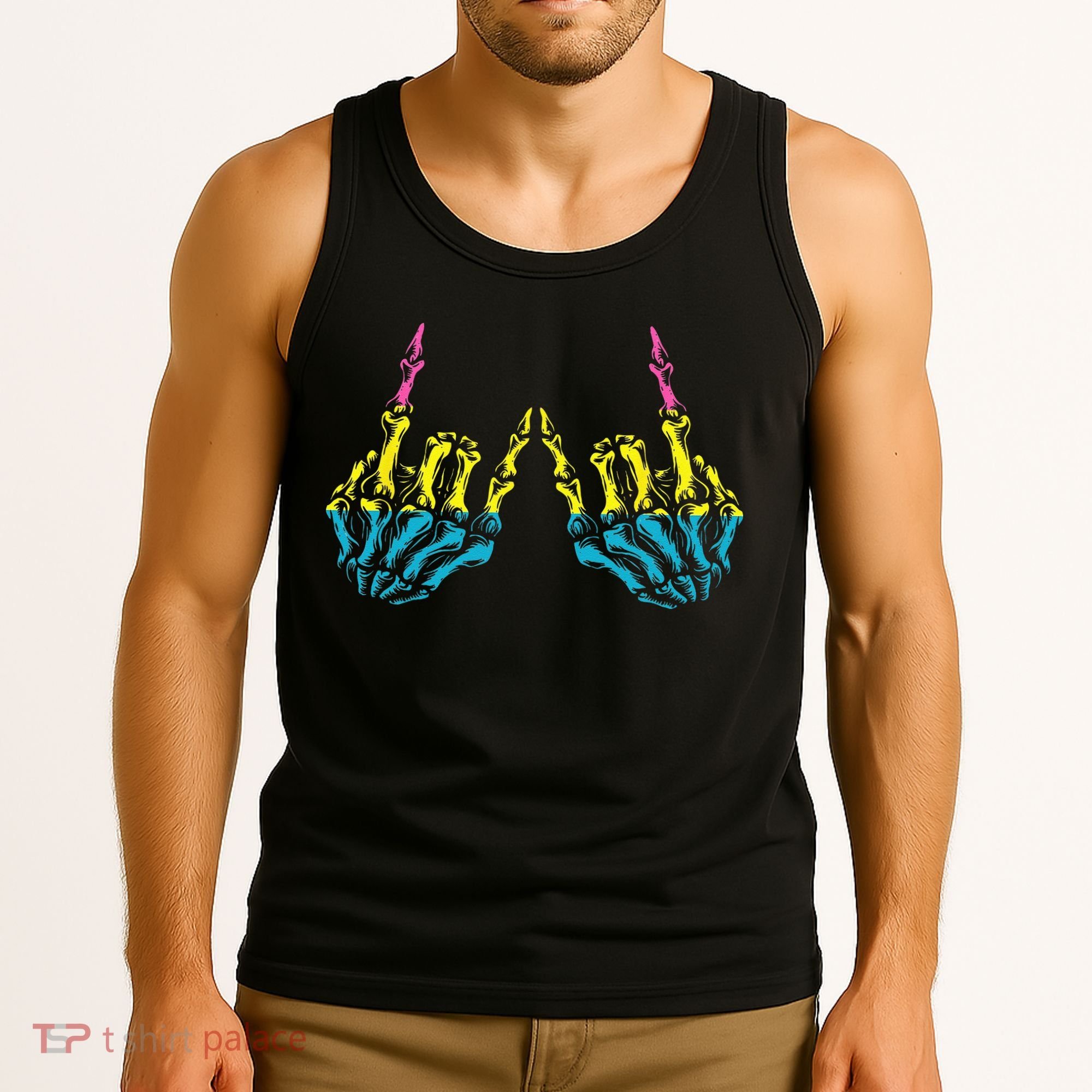 Skeleton Rock Hand LGBT Q Cool Pansexual Pride Pan Flag Tank Top
