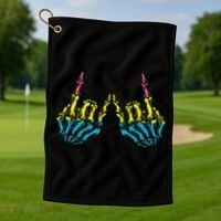 Skeleton Rock Hand LGBT Q Cool Pansexual Pride Pan Flag Golf Towel thumb 1
