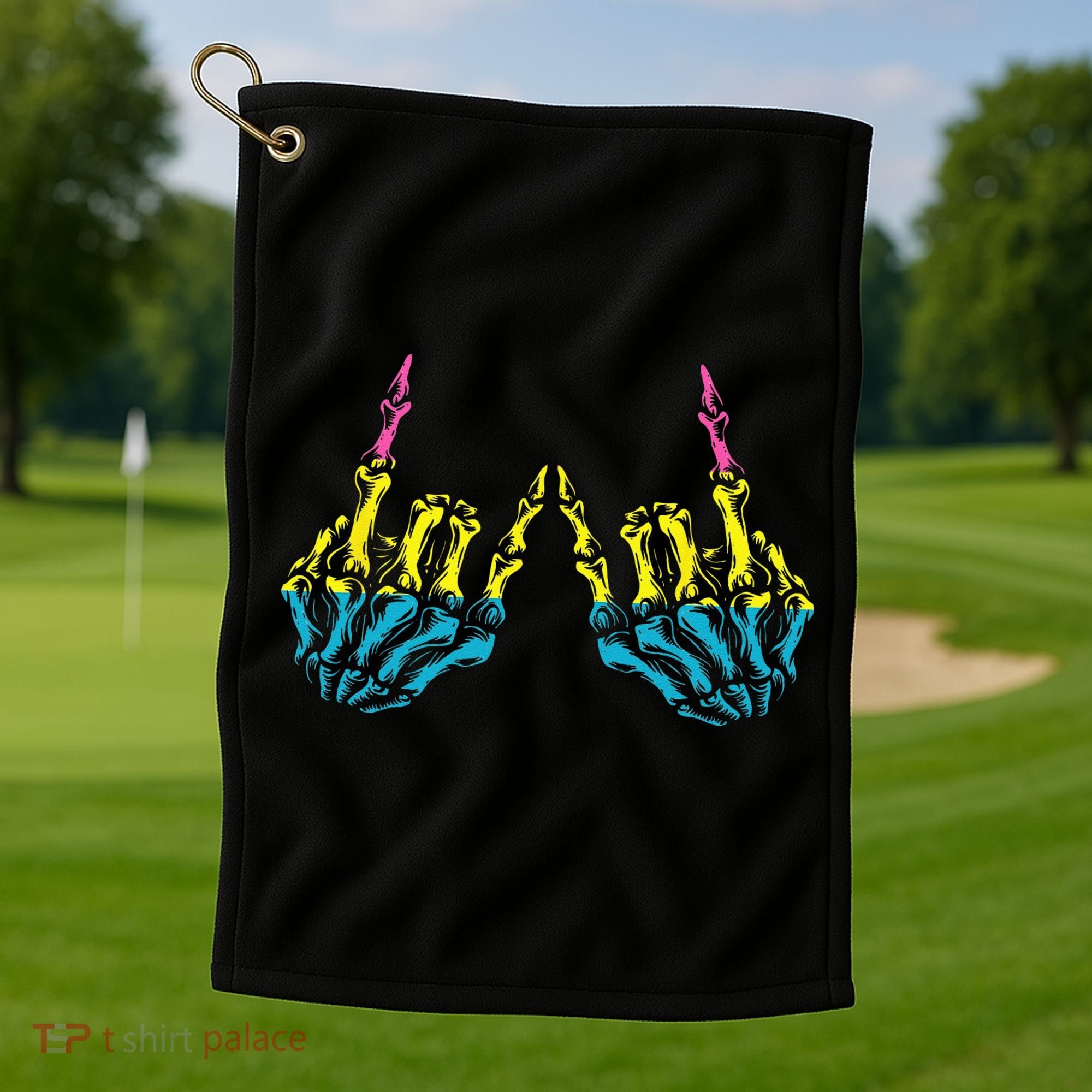 Skeleton Rock Hand LGBT Q Cool Pansexual Pride Pan Flag Golf Towel