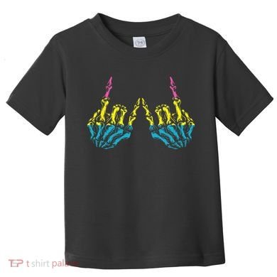 Skeleton Rock Hand LGBT Q Cool Pansexual Pride Pan Flag Toddler T-Shirt
