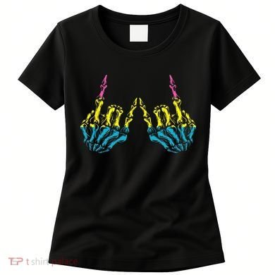 Skeleton Rock Hand LGBT Q Cool Pansexual Pride Pan Flag Women's T-Shirt