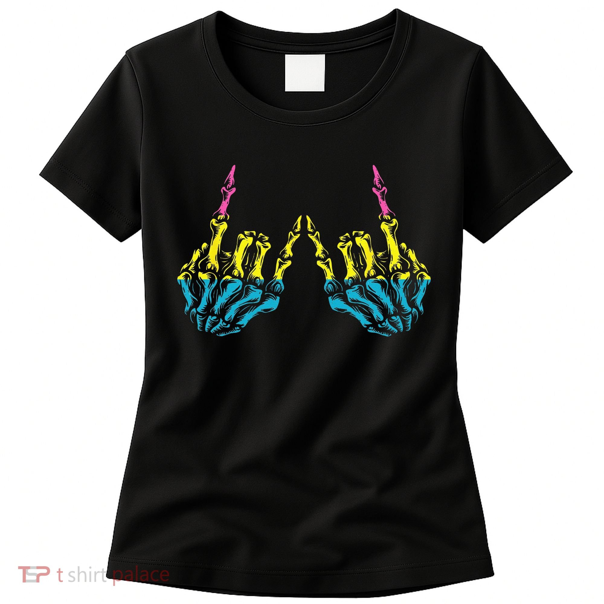 Skeleton Rock Hand LGBT Q Cool Pansexual Pride Pan Flag Women's T-Shirt