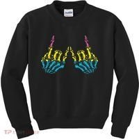 Skeleton Rock Hand LGBT Q Cool Pansexual Pride Pan Flag Kids Sweatshirt thumb 0