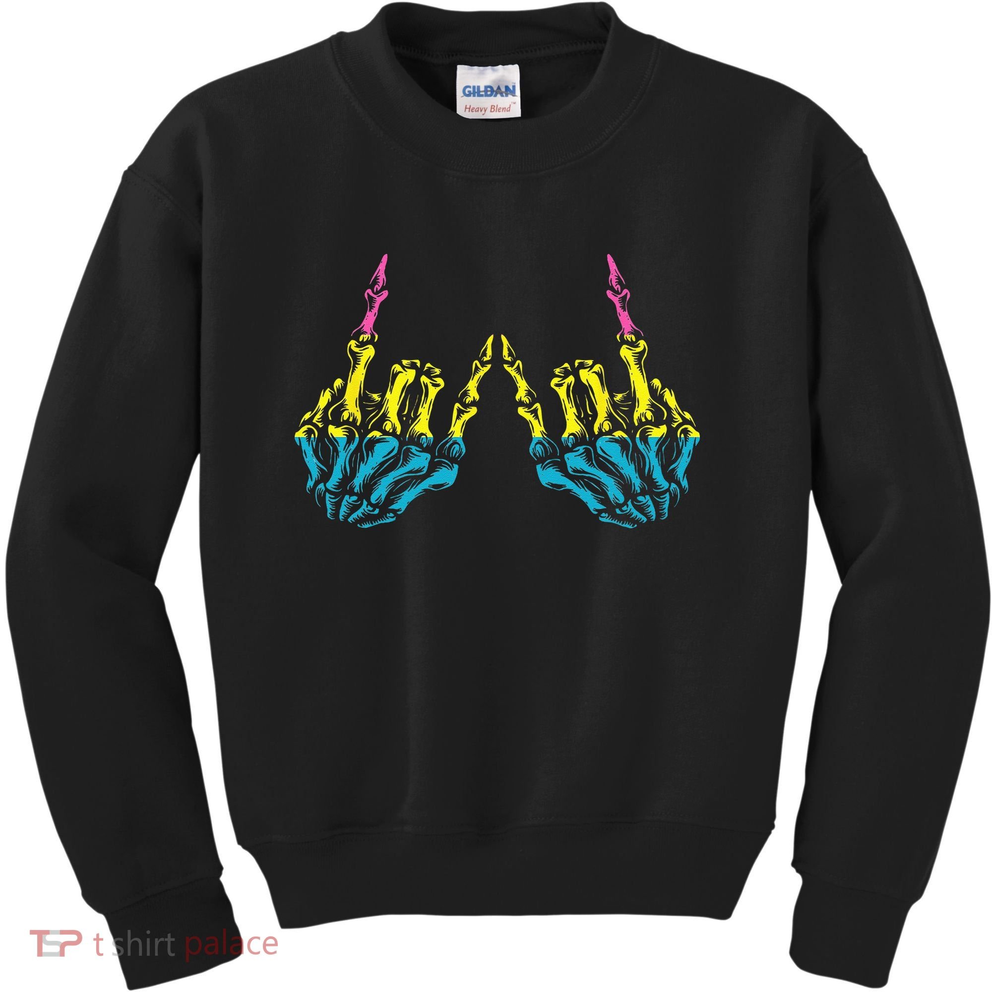 Skeleton Rock Hand LGBT Q Cool Pansexual Pride Pan Flag Kids Sweatshirt