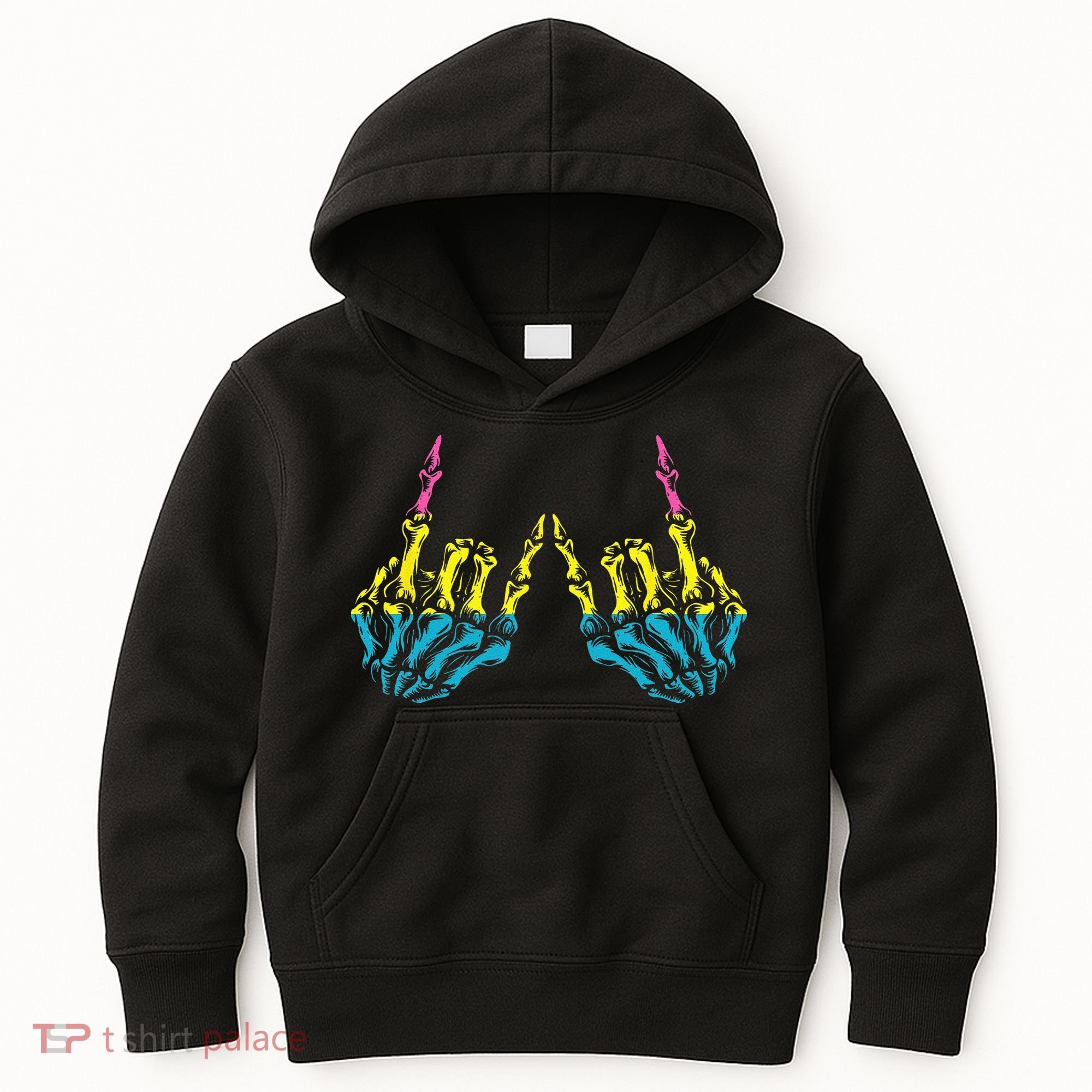 Skeleton Rock Hand LGBT Q Cool Pansexual Pride Pan Flag Kids Hoodie