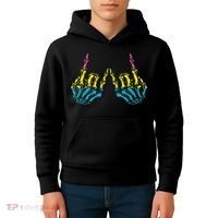 Skeleton Rock Hand LGBT Q Cool Pansexual Pride Pan Flag Kids Hoodie thumb 4