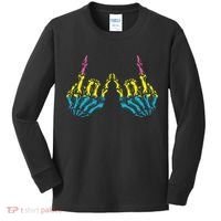 Skeleton Rock Hand LGBT Q Cool Pansexual Pride Pan Flag Kids Long Sleeve Shirt thumb 0