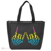 Skeleton Rock Hand LGBT Q Cool Pansexual Pride Pan Flag Tote Bag thumb 0
