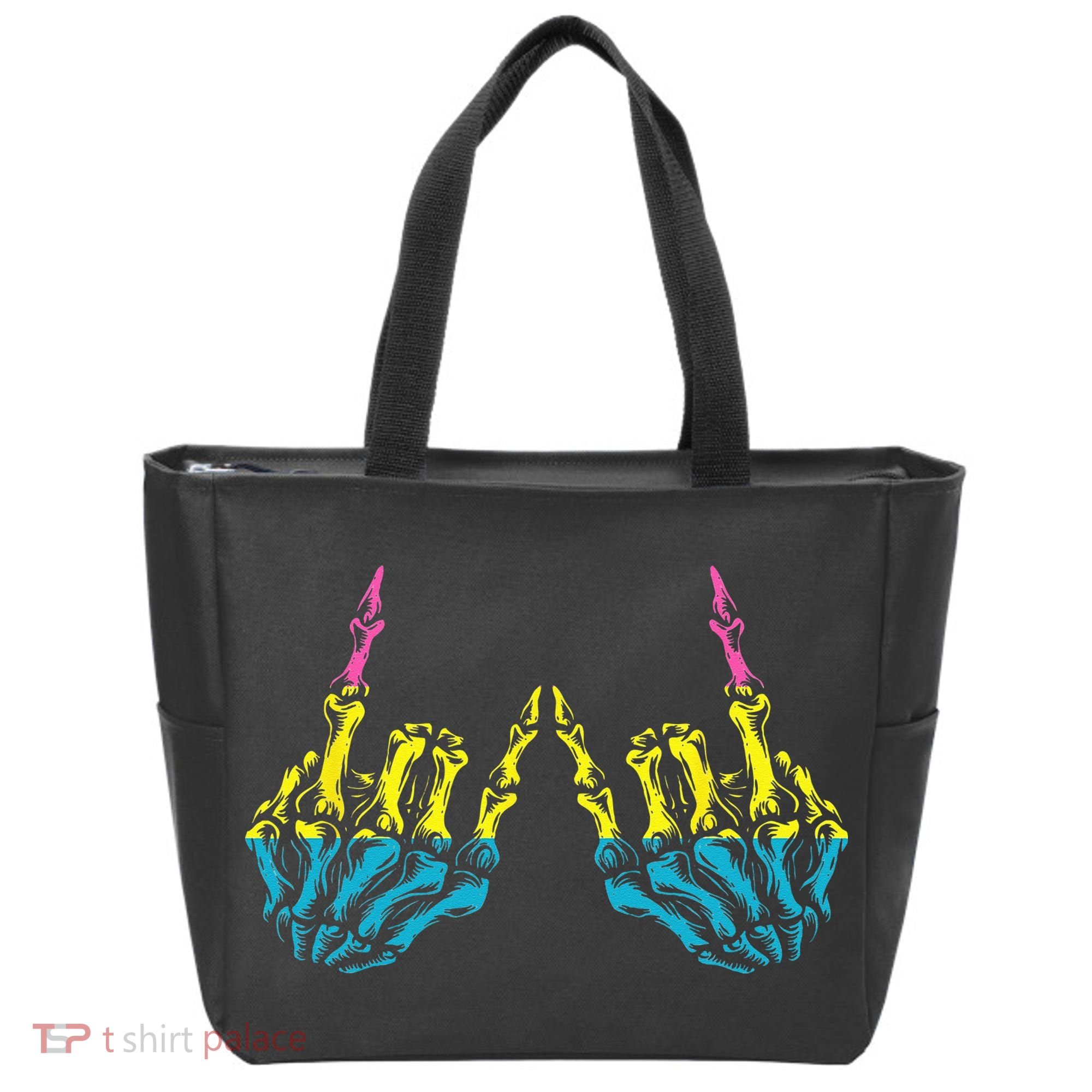 Skeleton Rock Hand LGBT Q Cool Pansexual Pride Pan Flag Tote Bag