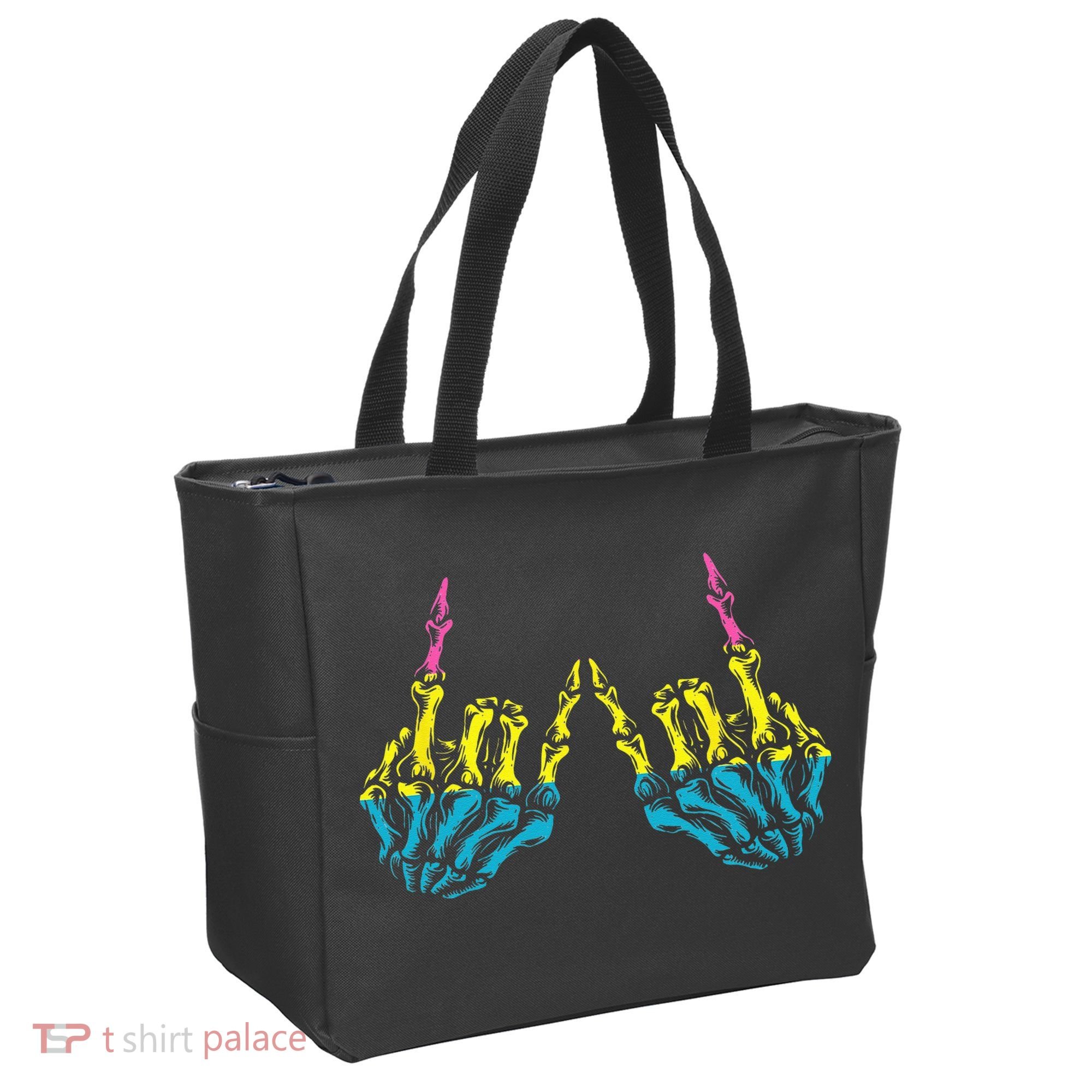 Skeleton Rock Hand LGBT Q Cool Pansexual Pride Pan Flag Tote Bag