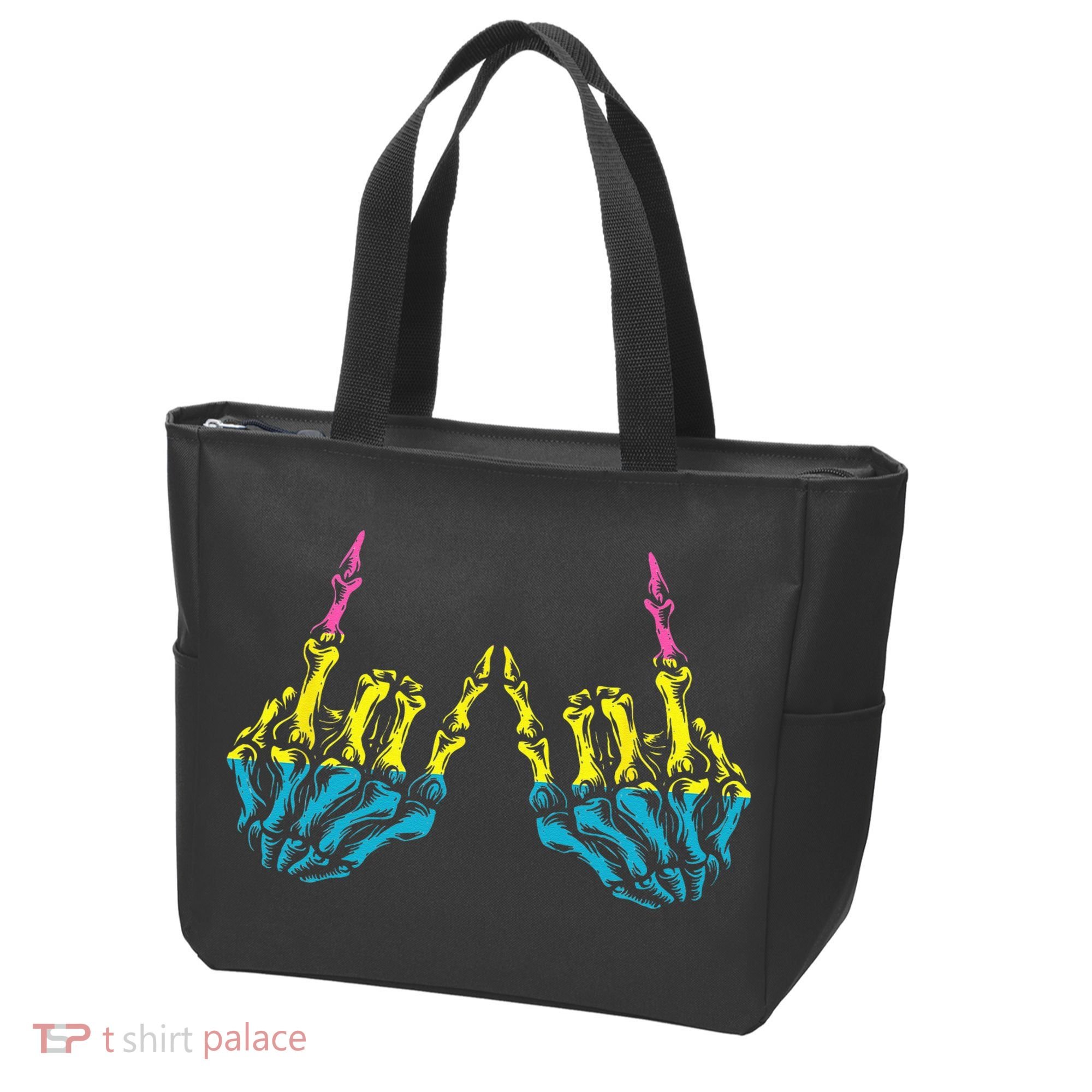 Skeleton Rock Hand LGBT Q Cool Pansexual Pride Pan Flag Tote Bag
