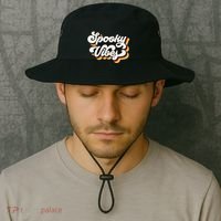 Spooky Retro Halloween Costume Spooky Vibes Gift Bucket Hat thumb 2