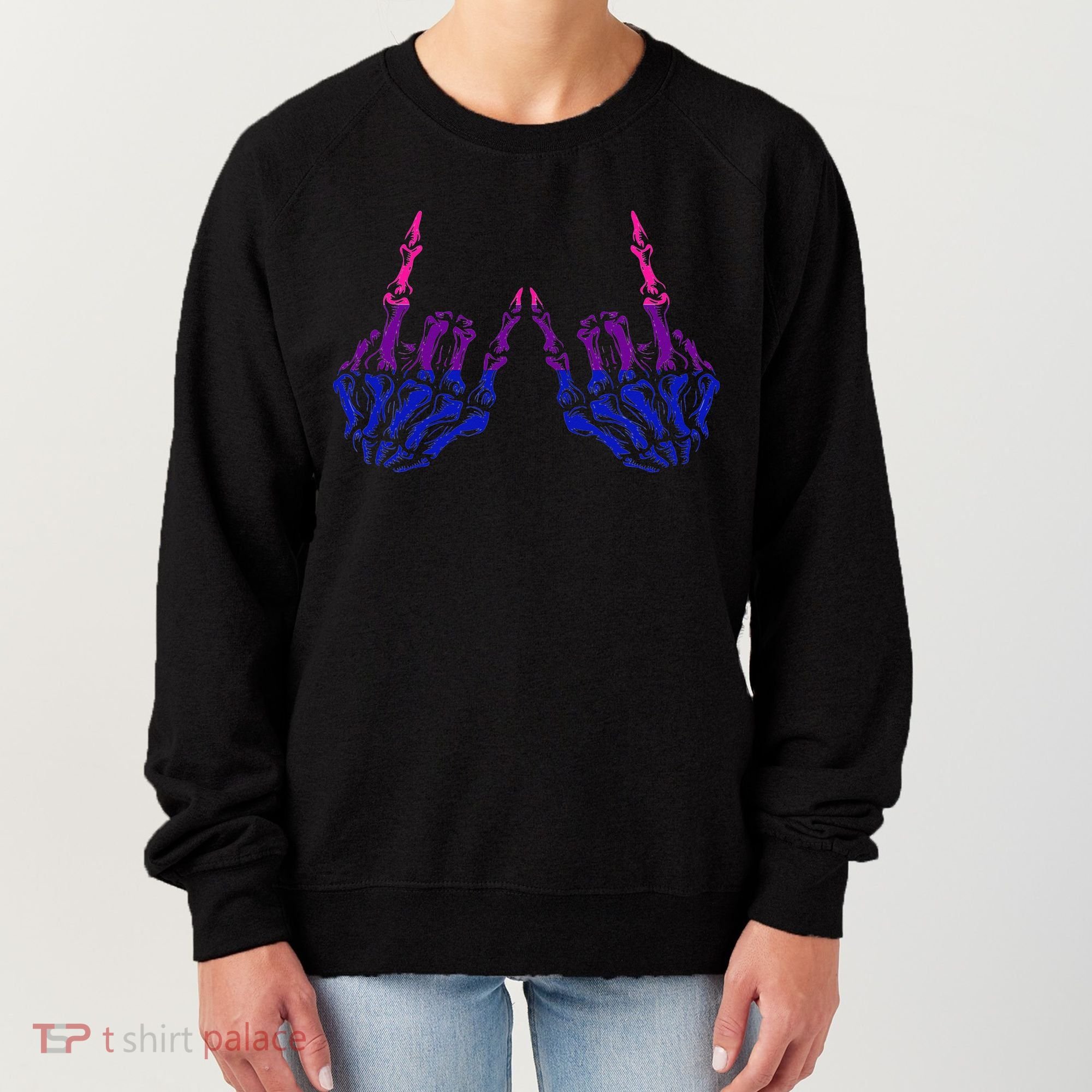 Skeleton Rock Hand LGBTQ Cool Bisexual Pride Women's Sweatshirt