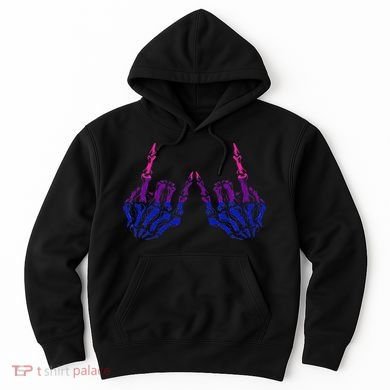 Skeleton Rock Hand LGBTQ Cool Bisexual Pride Hoodie
