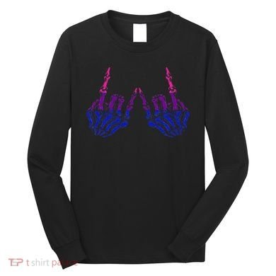 Skeleton Rock Hand LGBTQ Cool Bisexual Pride Long Sleeve Shirt