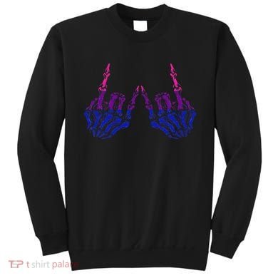 Skeleton Rock Hand LGBTQ Cool Bisexual Pride Sweatshirt