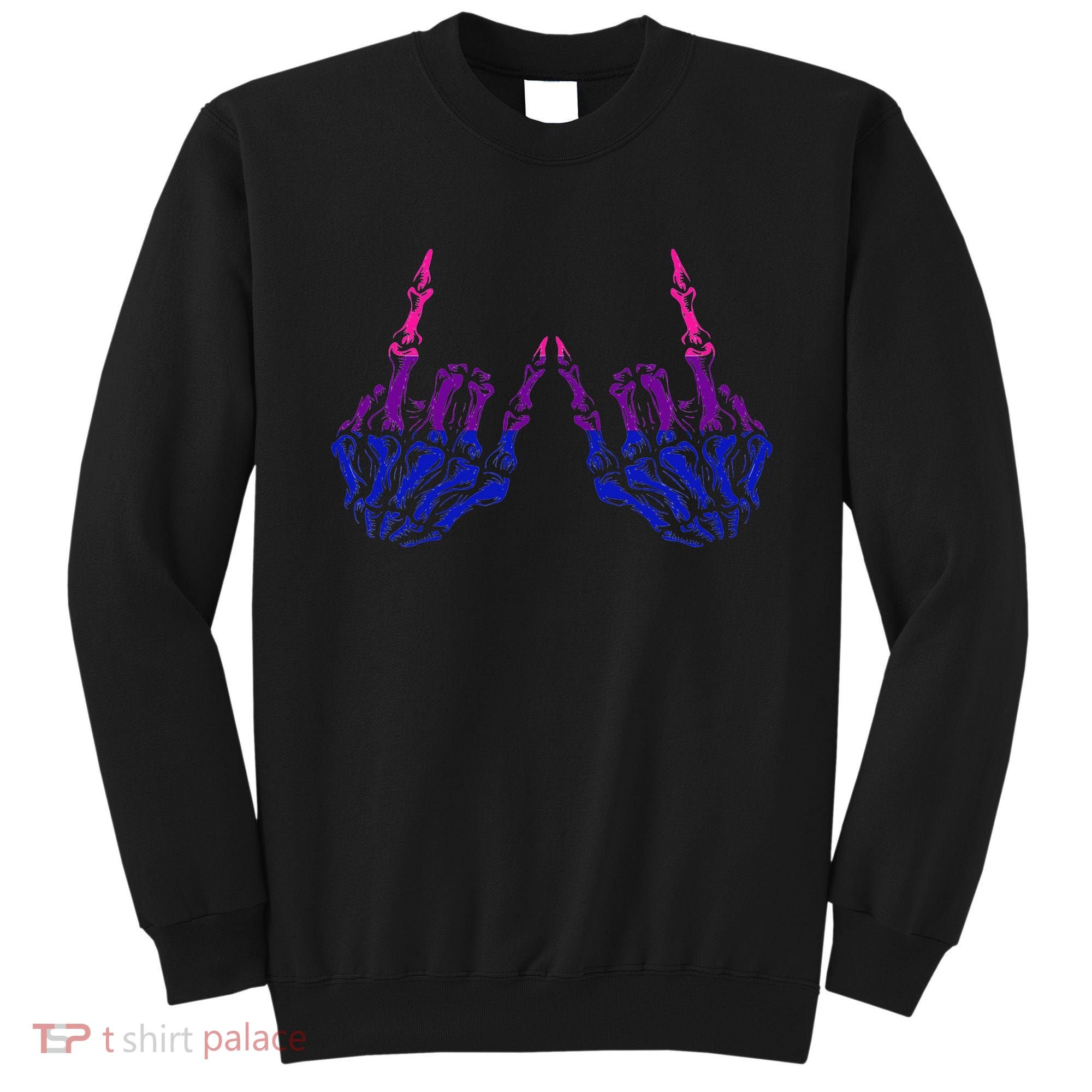 Skeleton Rock Hand LGBTQ Cool Bisexual Pride Sweatshirt