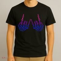 Skeleton Rock Hand LGBTQ Cool Bisexual Pride T-Shirt thumb 3
