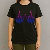 Skeleton Rock Hand LGBTQ Cool Bisexual Pride T-Shirt thumb 4
