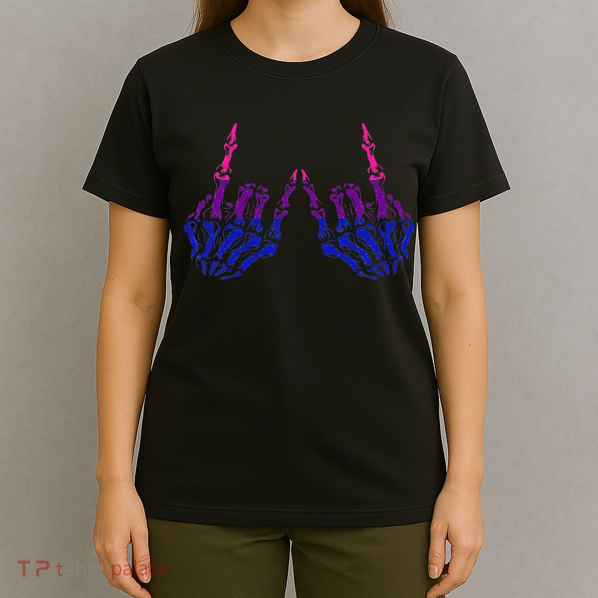 Skeleton Rock Hand LGBTQ Cool Bisexual Pride T-Shirt