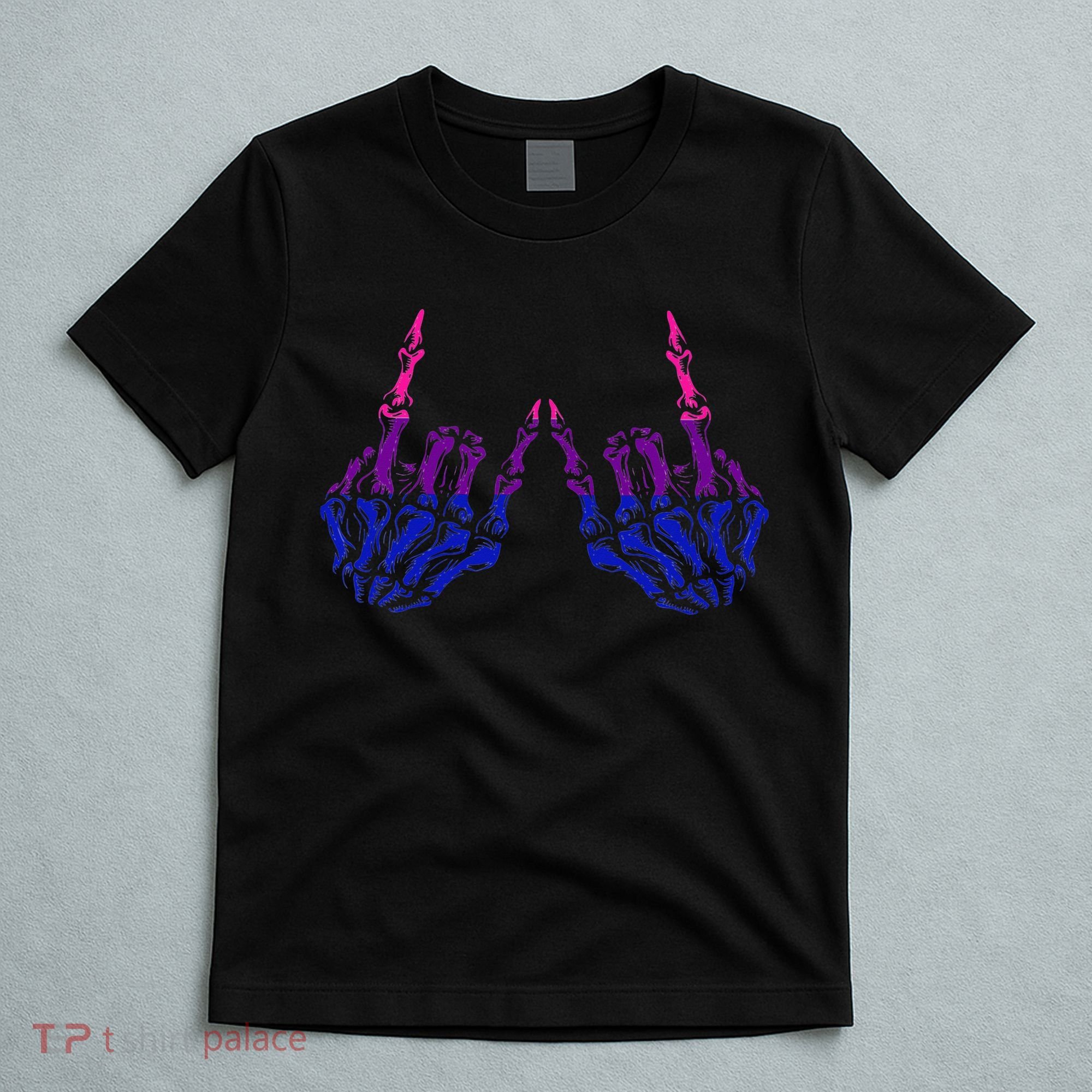 Skeleton Rock Hand LGBTQ Cool Bisexual Pride T-Shirt