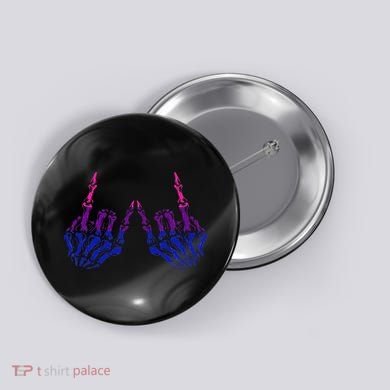 Skeleton Rock Hand LGBTQ Cool Bisexual Pride Button
