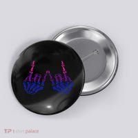 Skeleton Rock Hand LGBTQ Cool Bisexual Pride Button thumb 0