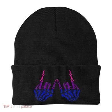 Skeleton Rock Hand LGBTQ Cool Bisexual Pride Beanie