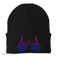 Skeleton Rock Hand LGBTQ Cool Bisexual Pride Beanie thumb 0