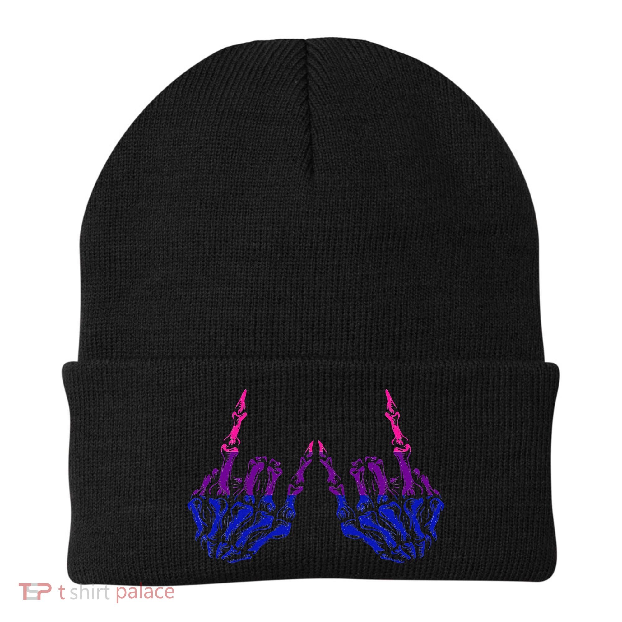Skeleton Rock Hand LGBTQ Cool Bisexual Pride Beanie