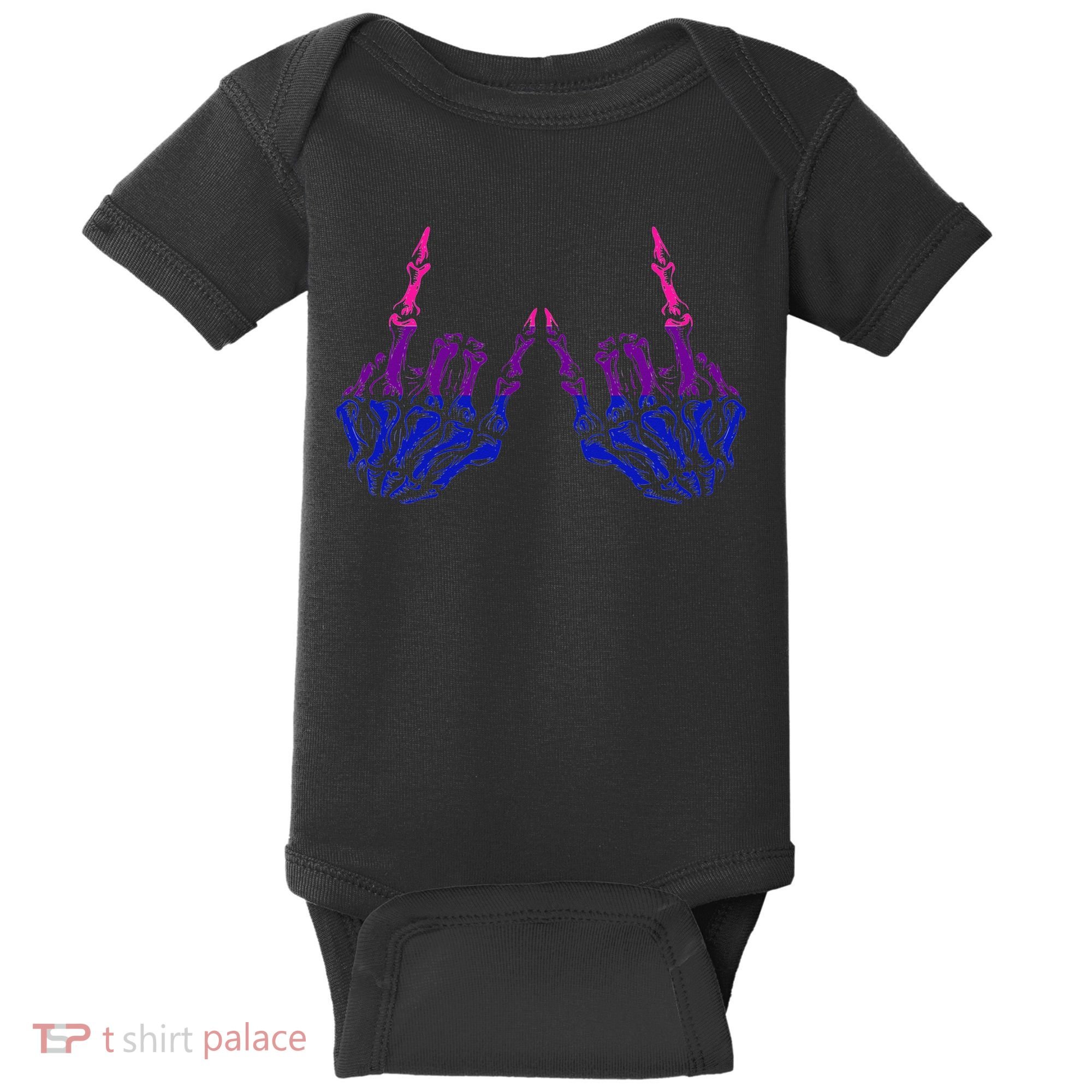 Skeleton Rock Hand LGBTQ Cool Bisexual Pride Baby Bodysuit