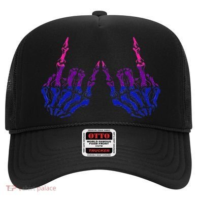 Skeleton Rock Hand LGBTQ Cool Bisexual Pride Hat