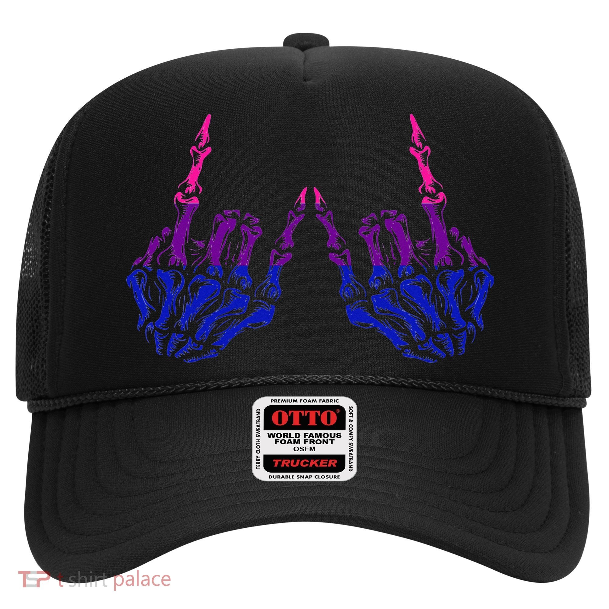 Skeleton Rock Hand LGBTQ Cool Bisexual Pride Hat
