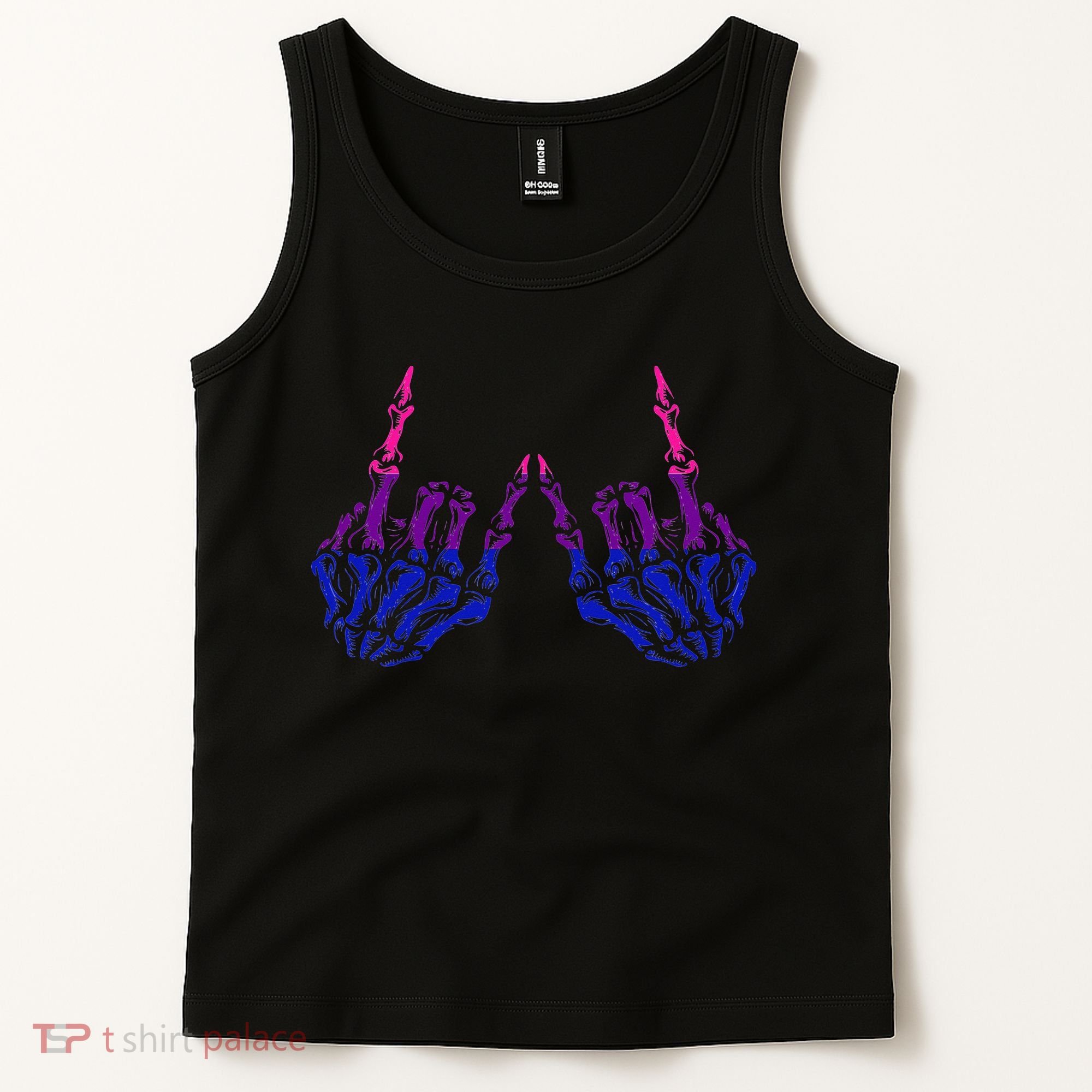 Skeleton Rock Hand LGBTQ Cool Bisexual Pride Tank Top
