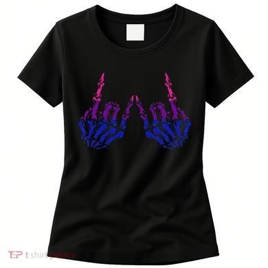 Skeleton Rock Hand LGBTQ Cool Bisexual Pride Women's T-Shirt