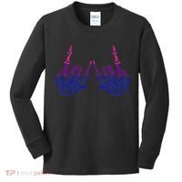 Skeleton Rock Hand LGBTQ Cool Bisexual Pride Kids Long Sleeve Shirt thumb 0