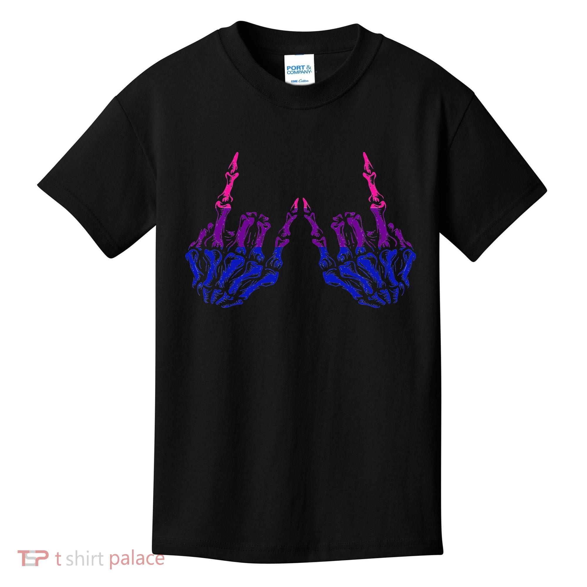 Skeleton Rock Hand LGBTQ Cool Bisexual Pride Kids T-Shirt
