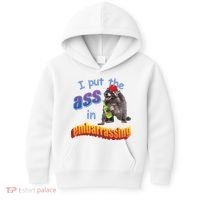 Raccoon I Put The Ass In Embarrassing Kids Hoodie thumb 0