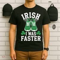 Shamrock Running Irish I Was Faster St Patricks Day Running T-Shirt thumb 6